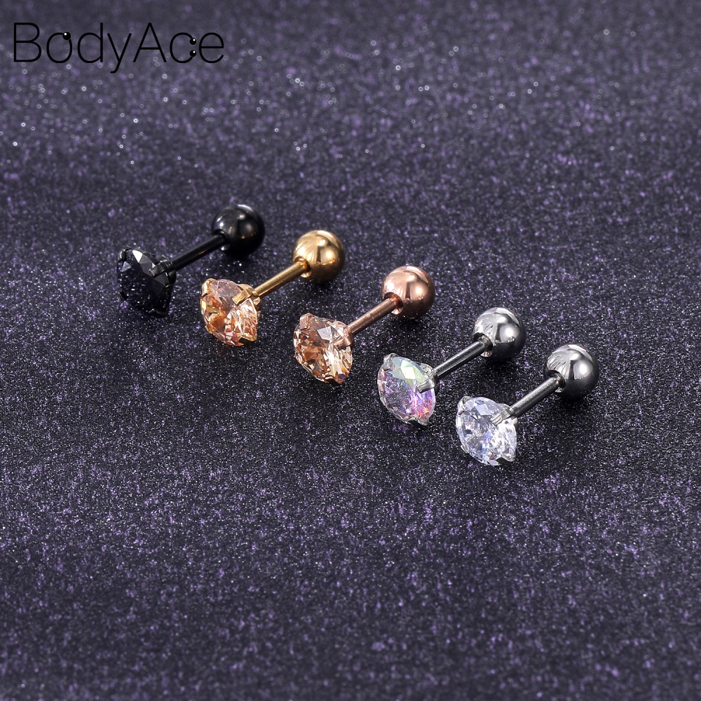 1 Khuyên Tai Tròn Bằng Thép Không Gỉ Đính Đá Màu Sắc Thời Trang