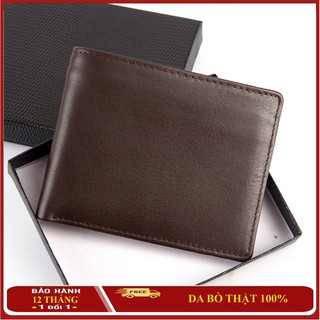 Ví nam da bò Chakovet cao cấp, CKV.376 dáng ví ngang sang trọng lịch lãm, ngăn đựng tiền có khóa kéo, Nâu Đen