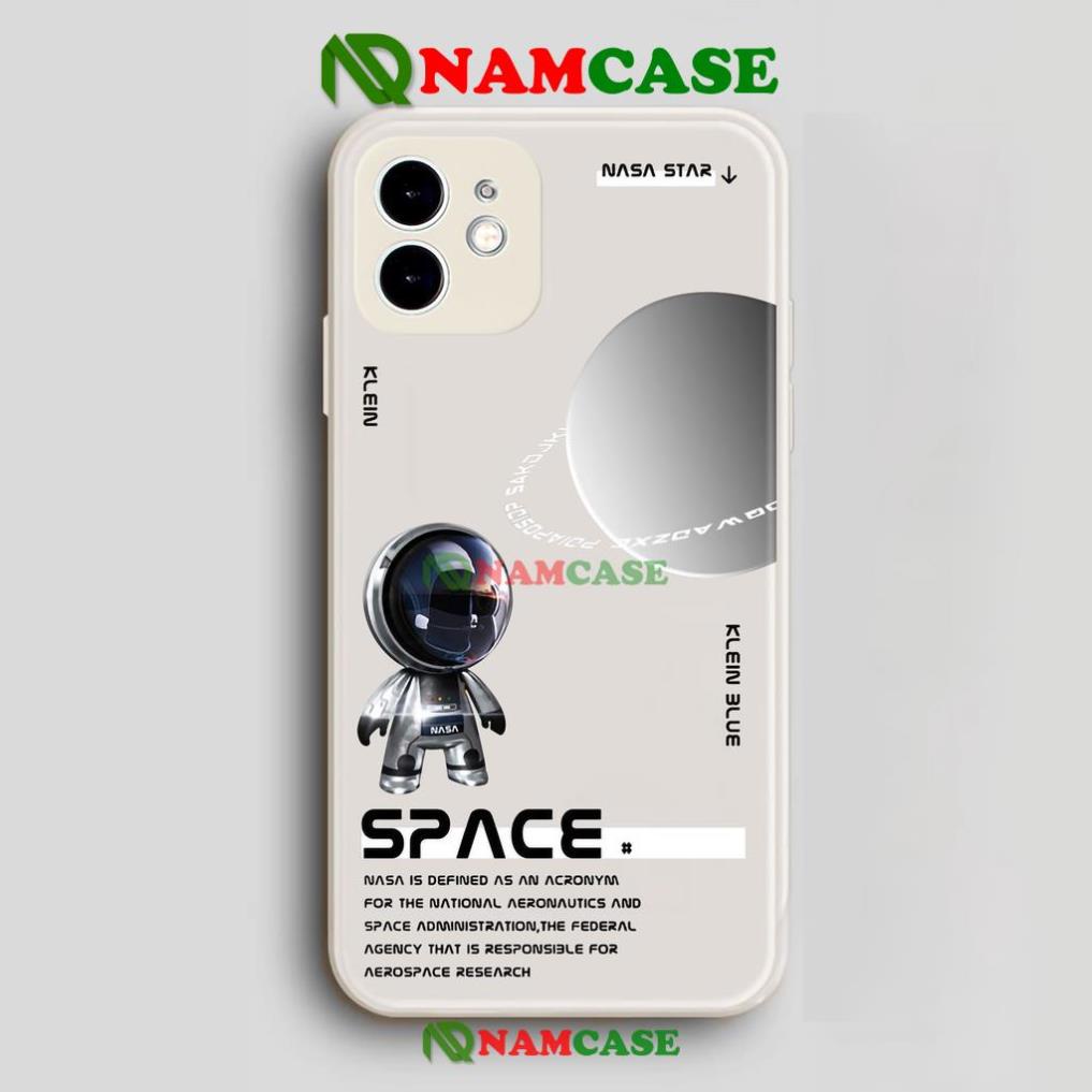 Ốp lưng iPhone Phi hành gia Nasa Cute cạnh viền vuông silicon mềm dẻo cho iphone 6/6s/7/8/X/XS/11/12/13 Pro Plus Max