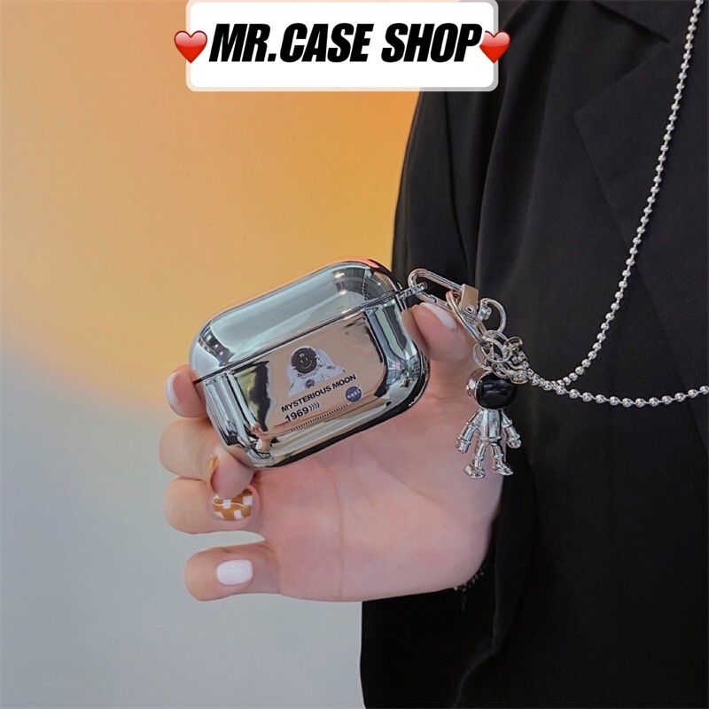 Case Airpods 1/2 /Pro Vỏ Ốp Tai Nghe Hình Phi Hành Gia Tráng Gương Kèm Móc khoá - Mr.Case AirPods