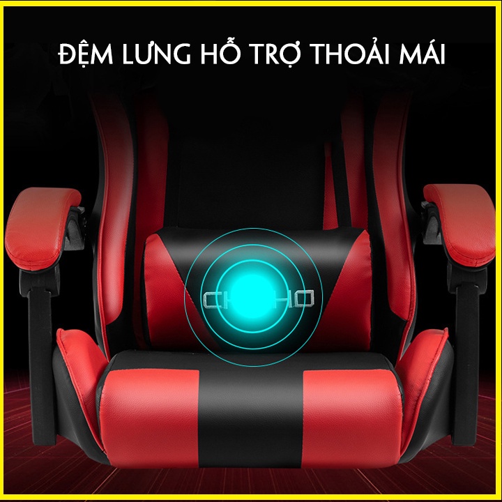 Ghế Game Cao Cấp Có Massage Lưng Chân Xoay 5 Cánh. Ghế Gaming Độ Ngả 135, ghế làm việc, ghế văn phòng cao cấp