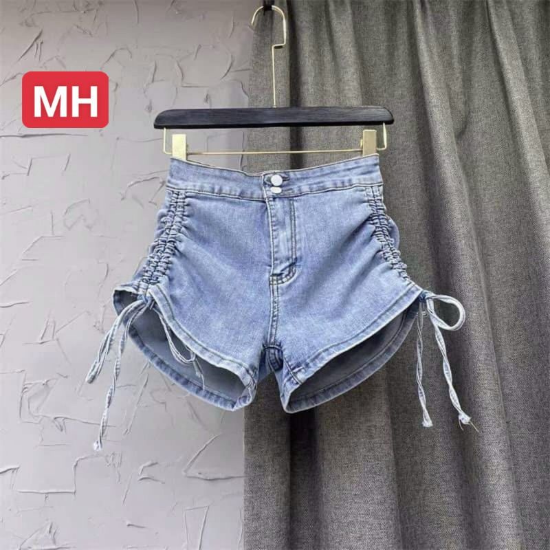 Quần shorts jeans  rút dây 2 bên lưng cao dáng đẹp
