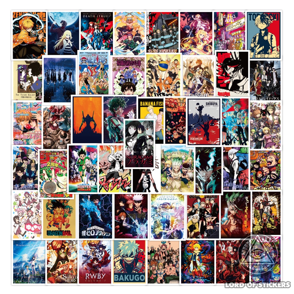 Set 250 Hình Dán Sticker Truyện Tranh Anime Manga Tổng Hợp Phong Cách Retro Poster Trang Trí Mũ Nón Bảo Hiểm, Laptop, Sổ