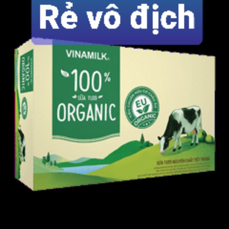1Thùng 12 Lốc Sữa tươi tiệt trùng 180ml Vinamilk 100% Organic không đường