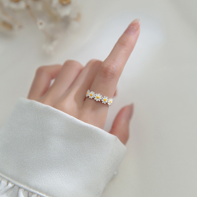 Bông Tai Mạ Bạc 925 Dạng Hở Hình Hoa Cúc Đơn Giản Dễ Thương Thời Trang Cho Nữ