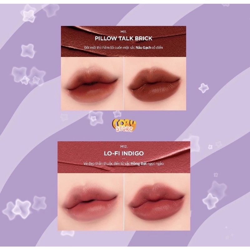 Son Kem Lì Merzy Dreamy Late Night Mellow Tint Mịn Mượt Nhẹ Môi Cozy Store SP000050-55