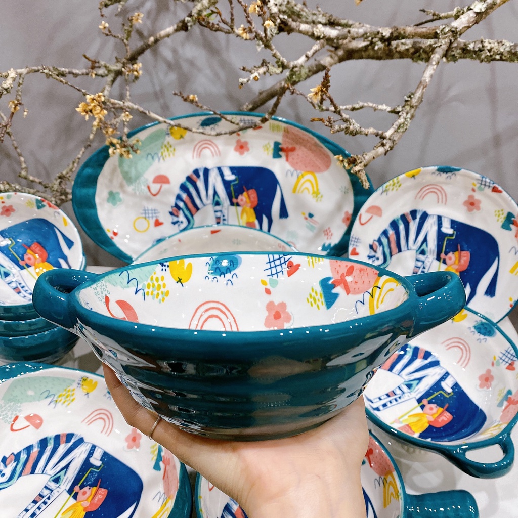 Set bát đĩa 11 món ngựa vằn siêu xinh