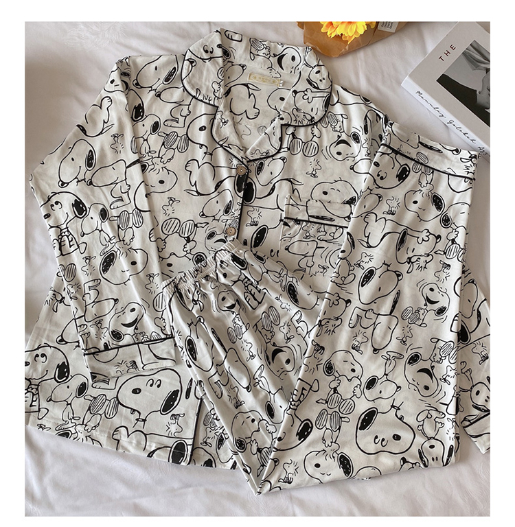 Bộ đồ ngủ tay dài in họa tiết chú chó snoopy dễ thương cho nữ