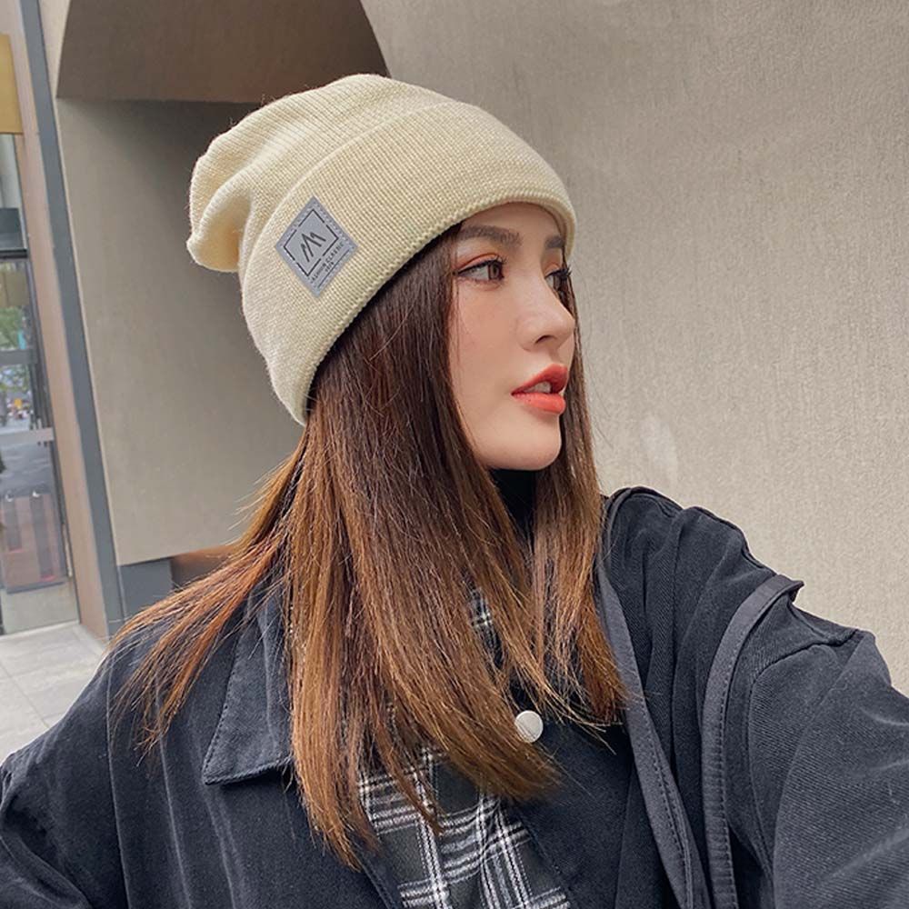 Mũ len dệt kim giữ ấm màu đông thời trang cho nam và nữ