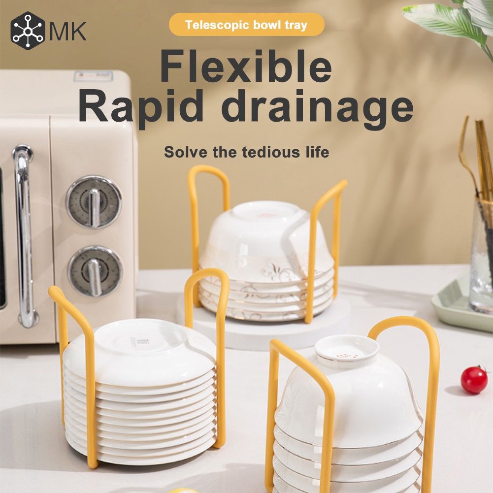 Giá đỡ bát đĩa bằng nhựa có thể điều chỉnh kích thước tiện dụng giúp sắp xếp nhà bếp gọn gàng