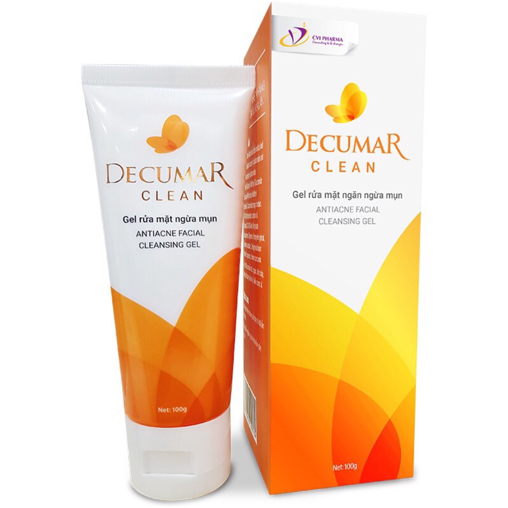 Sữa rửa mặt  Gel Decumar Clean ngừa mụn sáng da hoàn toàn thiên tube 50 gam