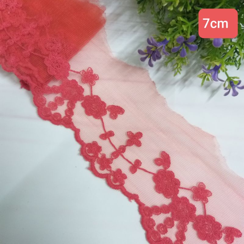 Ren lưới thêu trang trí, size 5.5cm và 7cm