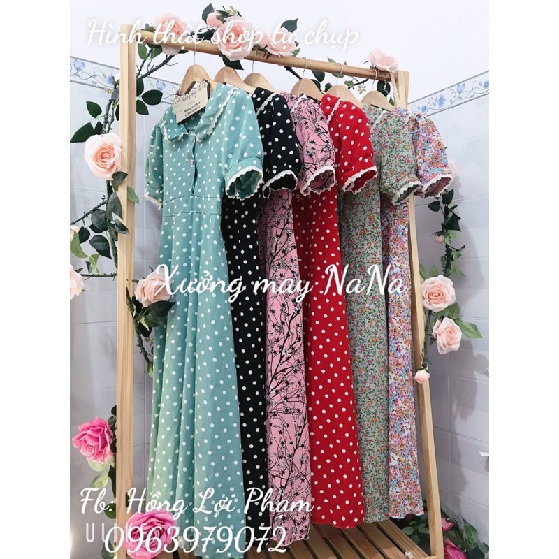 Đầm maxi hoa thiết kế viền ren có túi siêu xinh (hình thật+video) | BigBuy360 - bigbuy360.vn