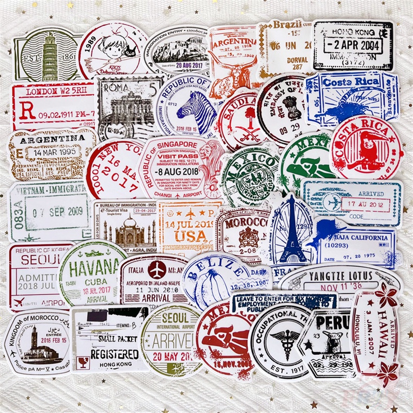 100Pcs/Set ❉ Retro Vintage Stamps . Transparent Stickers ❉ DIY Fashion Waterproof Decals Doodle Stickers