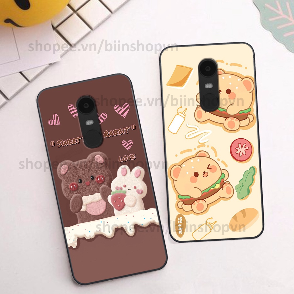 Ốp Xiaomi Redmi Note 4/ Note 4x / Redmi 5 Plus in hình gấu chocolate kẹo ngọt siêu đẹp siêu xinh