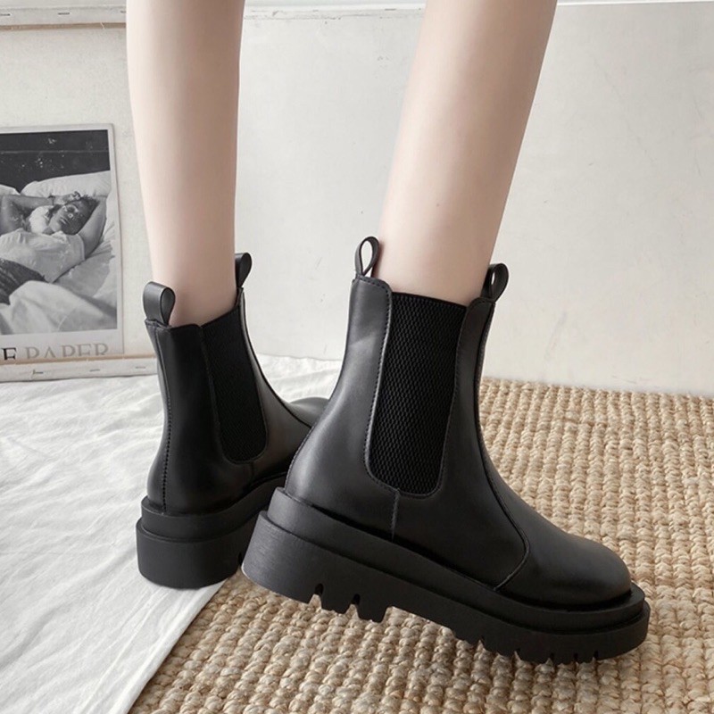 Boots cổ ngắn ulzzang không dây đế cao 4cm | BigBuy360 - bigbuy360.vn