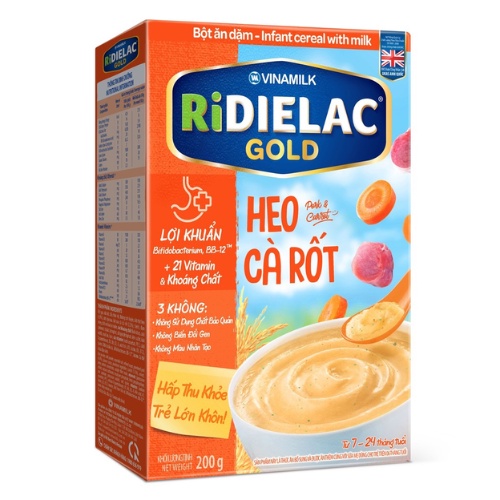 Bột ăn dặm Ridielac Gold heo cà rốt HG 200g (Từ 7 - 24 tháng)