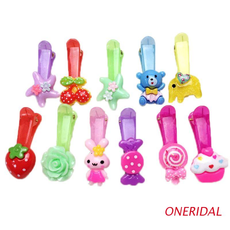 1 kẹp tóc nhựa hình hoa quả động vật hoạt hình nhiều màu sắc 3.5cm cho bé gái