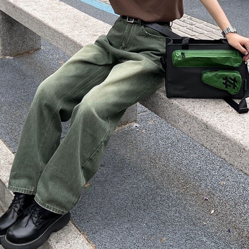 Baggy Jeans xanh lá bạc
