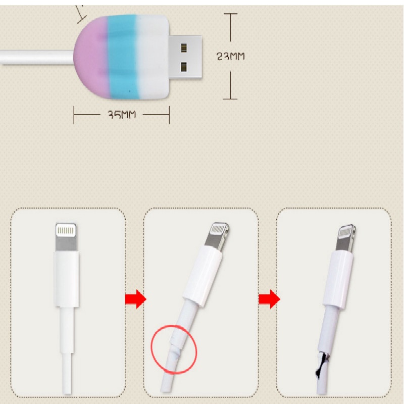 Phụ Kiện Bảo Vệ Dây Cáp Sạc Hình Cây Kem Cho iphone Samsung Android
