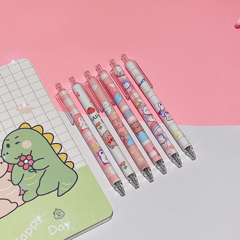 6 bút gel ngòi 0.5 carbon hình gấu dễ thương thời trang Hàn Quốc