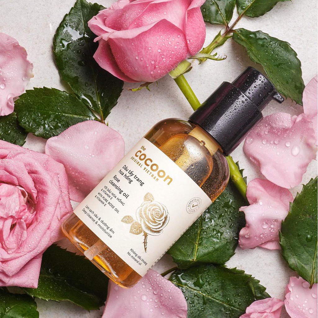 Combo gel hoa hồng rửa mặt cocoon 140ml + Dầu tẩy trang hoa hồng cocoon 140ml - Vegan Society