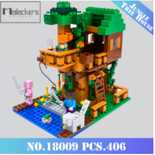 Khối xây dựng Lego Minecraft Ngôi nhà trên cây nhỏ với Búp bê nhỏ Minifigure