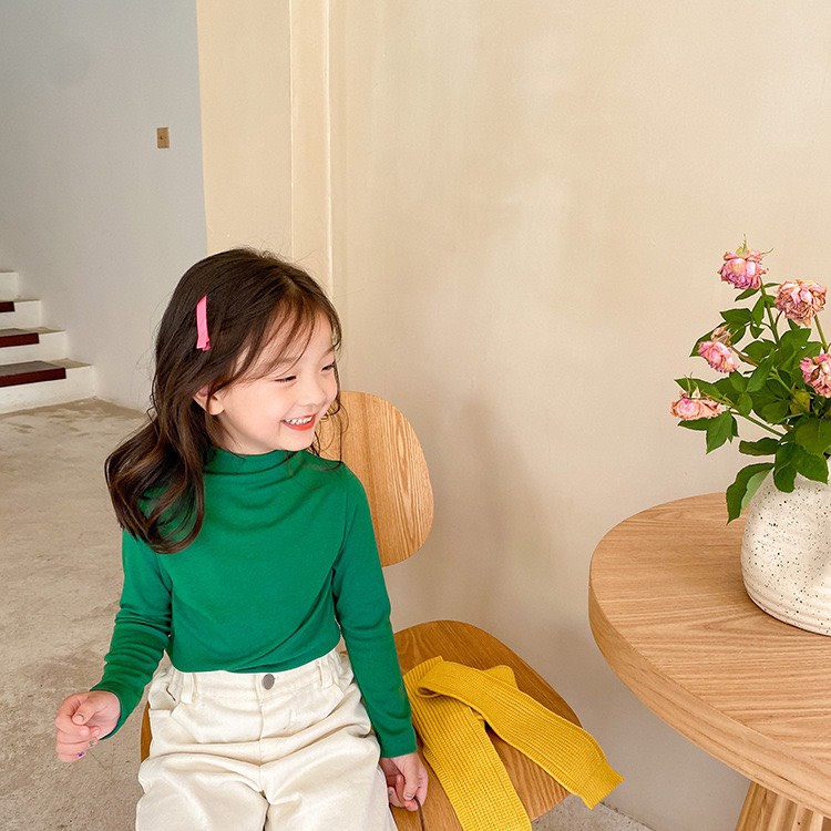 Áo thun mỏng cao cổ mặc mùa thu cho bé gái của Ambb Kids 1-7 tuổi (có clip, ảnh thật)