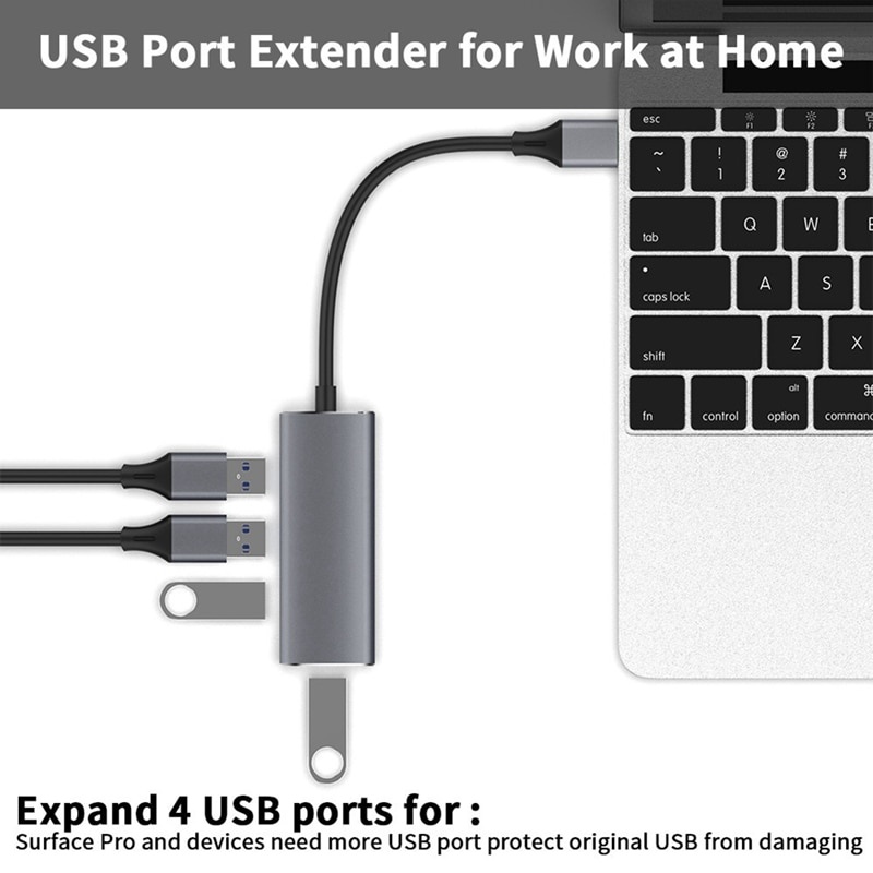 HUB Type C 1X USB 3.0 + 3X USB 2.0 tốc độ cao cổng chia usb mở rộng kết nối chuyển đổi cho Macbook Laptop PC -dc4670