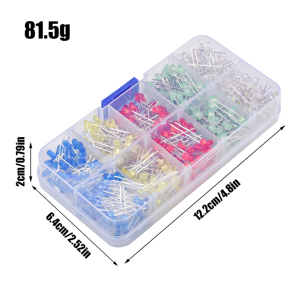 Set 500 đi ốt bán dẫn PCBFUN đèn LED nhiều màu sắc 3mm tiện lợi