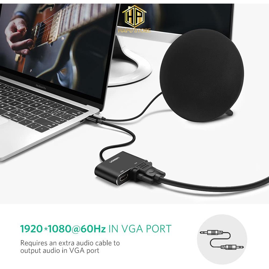 Cáp chuyển Type-C to HDMI và VGA Ugreen 50738 chính hãng - Hapustore