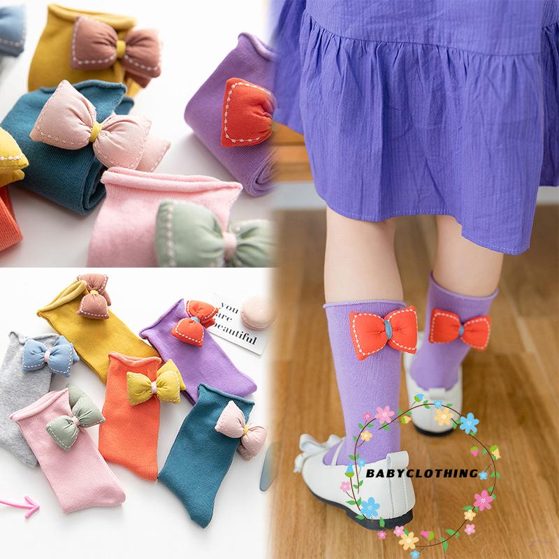 Vớ Cotton Đính Nơ 3d Đáng Yêu Cho Bé Gái 1-8 Tuổi