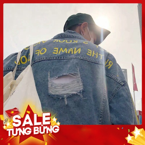 -HÀNG NHẬP KHẨU Áo Khoác Jean Nam Nữ UNISEX From Rộng Rách Tay Viền Chất Jean Xịn Phong Cách, Áo Khoác Bò Liên hệ mua h