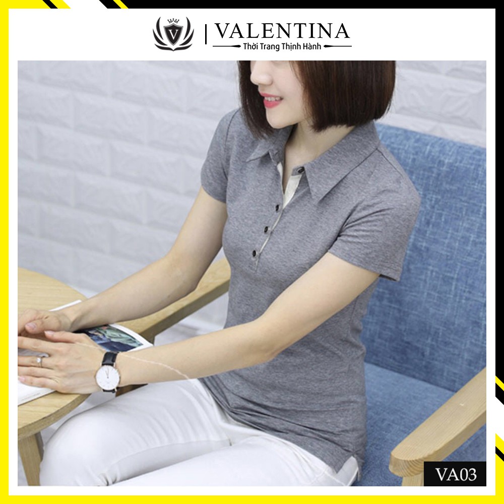 🛒FREE SHIP️🛒 Áo Thun Polo Nữ Trơn Tay Ngắn, hàng quảng châu vải siêu mát, Full size đến 80kg - Valentina.vn