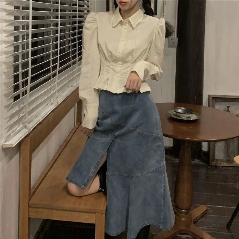 Áo Sơ Mi Thiết Kế Thắt Eo Phong Cách Retro Pháp Sang Trọng Dành Cho Nữ Xs-Xl