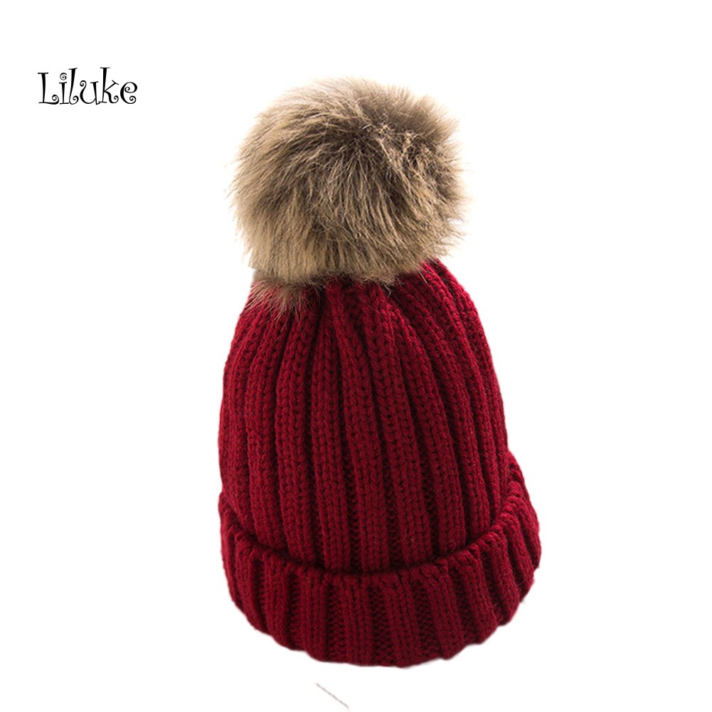 Mũ Len Beanie Dệt Kim Dày Dặn Màu Trơn Giữ Ấm Mùa Đông Cho Nữ