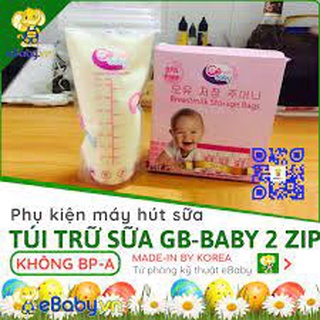 Túi trữ sữa 2 ZIP 250ml Hàn Quốc - Túi chứa sữa cho bé Gb Baby loại thông dụng- 50 cái dung tích Lớn