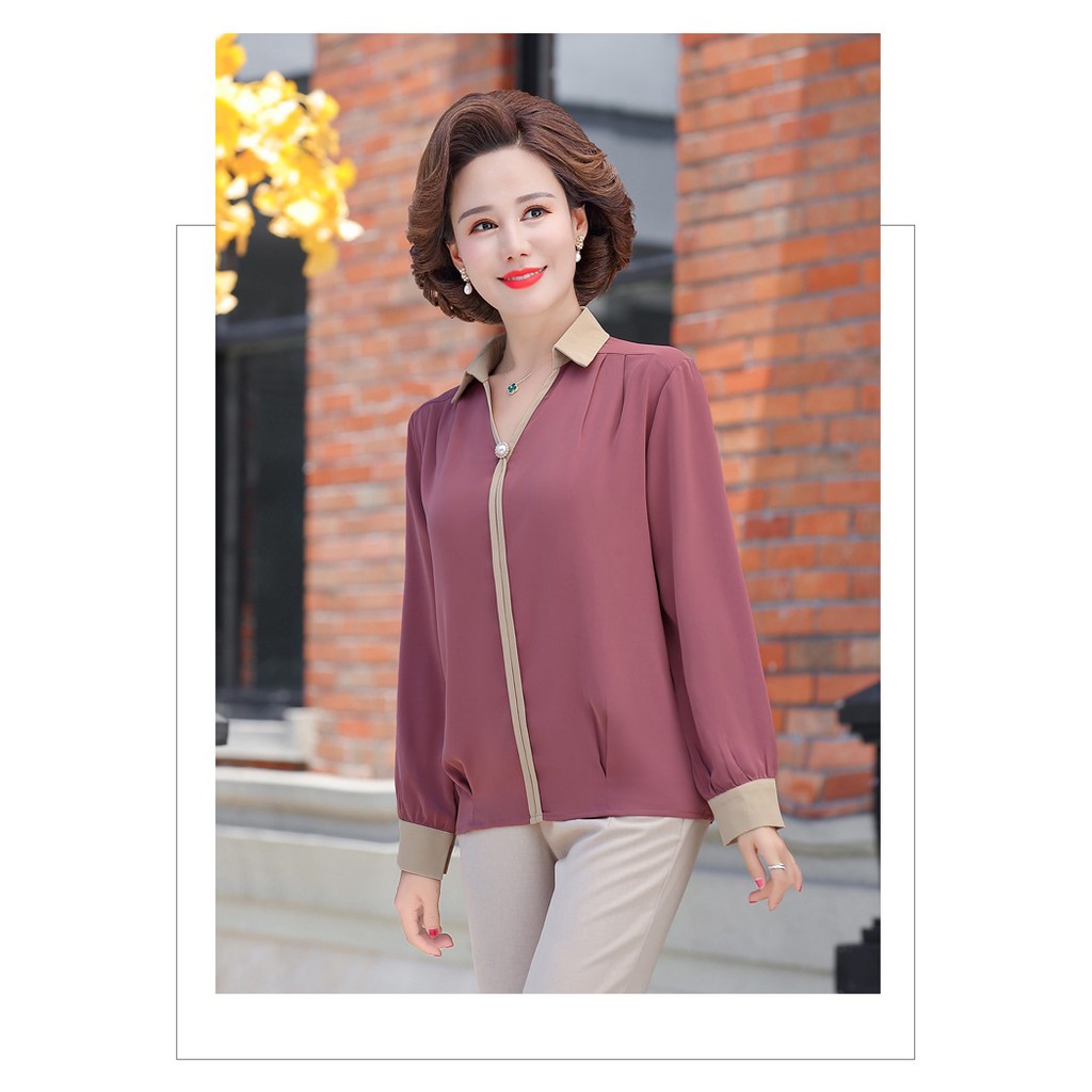 Áo sơ mi nữ trung niên cao cấp _bạc