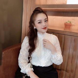 Áo sơ mi ren nữ công sở chất liệu đẹp kiểu dáng trẻ trung