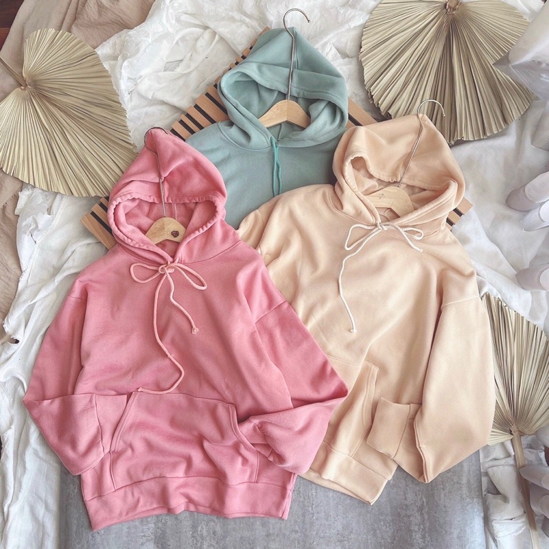 ÁO HOODIE NÓN TÔNG MÀU PASTEL PHONG CÁCH HÀN QUỐC