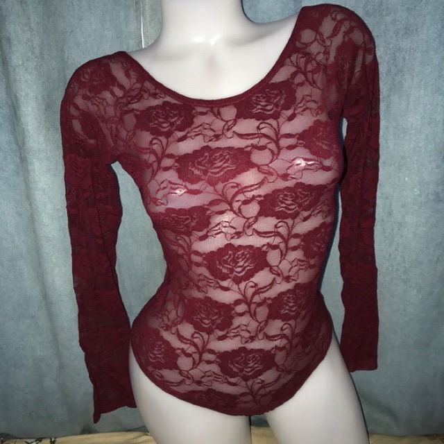 Bodysuit Ren Acemi Đỏ Đô Tay Dài Cổ Thuyền, Lưng Khoét Sâu Phá Cách - Size M | BigBuy360 - bigbuy360.vn