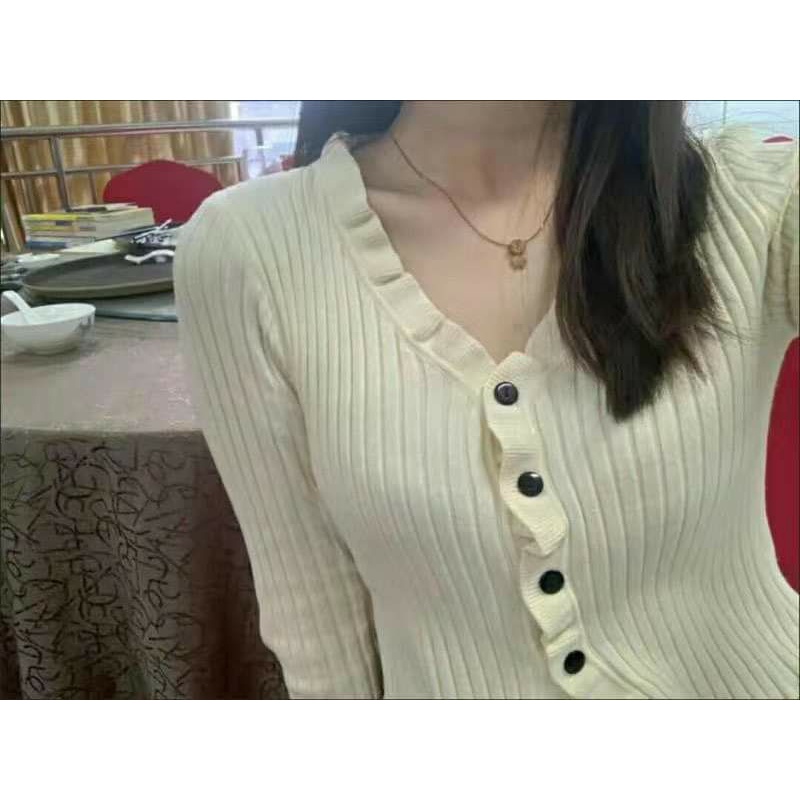 Áo len tay dài viền bèo 🌸