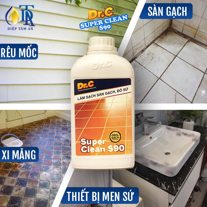 Chất tẩy xi măng, làm sạch sàn gạch, thiết bị men sứ, rêu mốc Dr.C Super Clean S90 1 lít