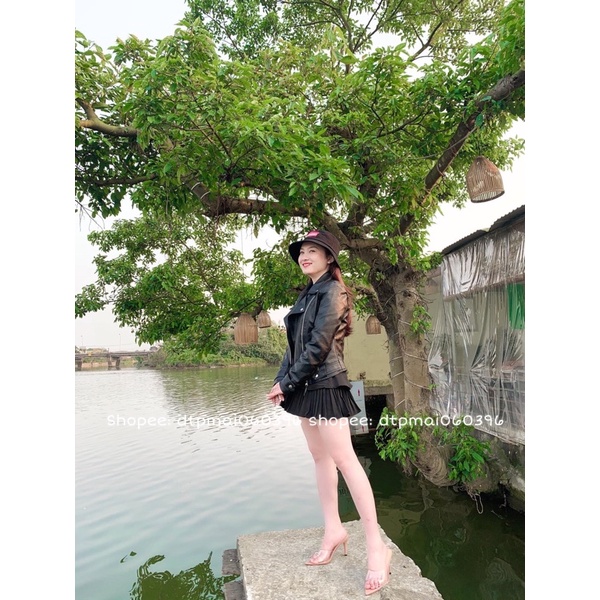 Áo da nữ cổ bẻ màu ĐEN, TRẮNG hàng quảng châu ( ảnh thật ) | BigBuy360 - bigbuy360.vn