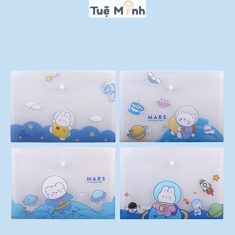 Túi Clear Bag hoạt hình dày dặn Sổ KLONG, túi đựng tài liệu chất lượng cao
