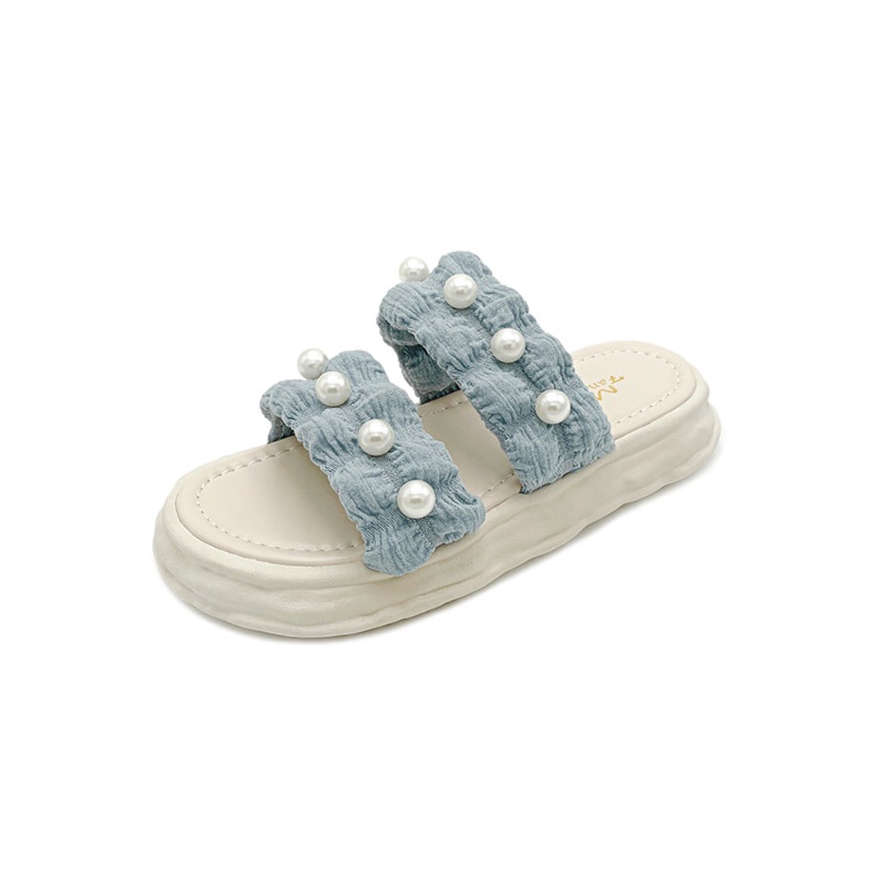 Dép Đế Bằng Đính Ngọc Trai Thời Trang Đơn Giản Cho Nữ