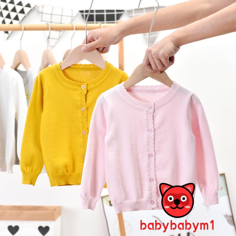 Áo Khoác Cardigan Dệt Kim Màu Trơn Thời Trang Thu Đông Cho Bé