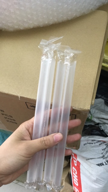10 ống hút trà sữa bọc nilon từng ống
