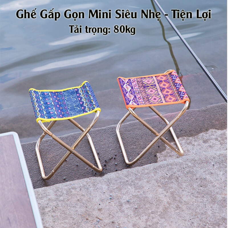 Ghế Gấp Gọn Kim Loại Di Động Cắm Trại Du Lịch, Ghế Gập, Ghế Câu Cá Tiện Dụng Đi Chơi, Đi Dã Ngoại - Tải Trọng 150kg