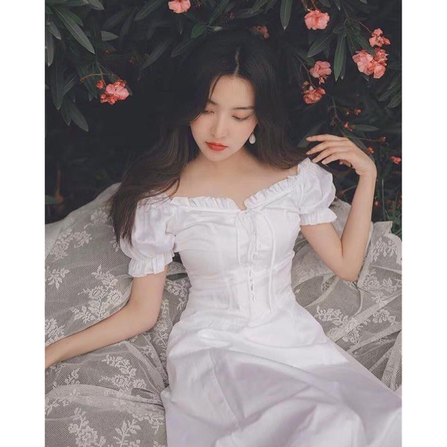 Đầm trắng nữ, Đầm tiểu thư phối dây đan ngực siêu xinh - cece house - MUSE dress | BigBuy360 - bigbuy360.vn